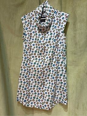 🇨🇦Made in Canada! Sleeveless Cowl Neck Dress with Colorful record Print